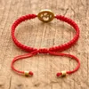 Charm armband handgjorda lyckliga röda rep flätade armband rostfritt stål tibetansk buddhist om för kvinnor män gåva