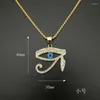 Pendant Necklaces Hip Hop Rhinestones Paved Bling Iced Out Stainless Steel Horus Eyes Pendants For Men Rapper Jewelry