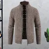 Maglioni da uomo Giacca autunno inverno da uomo in maglia ispessita all'uncinetto Colletto alla coreana Chiusura con cerniera Tasche Cardigan a maniche lunghe Maglione Cappotto caldo