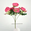 Fiori decorativi Rosa di seta artificiale di alta qualità 5 teste grandi Bouquet bianco Peonia per tavola di nozze Vaso regalo fai da te Decorazioni per la casa