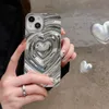 Cell Phone Cases Luxury Electroplate Silver 3D Heart Water Ripple Case for iPhone 14 13 12 11 15 Pro Max Soft Silicone Shockproof 231010