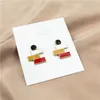 Boucles d'oreilles rectangulaires géométriques en émail coloré blanc jaune rouge pour femmes, bijoux tendance, cadeau de fête