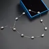 ペンダントネックレスAshiqi Real S925 Sterling Silver Natural Freshwater Pearl Peandant Necklace Grey White 8-9mm Baroque Jewelry for Women 231010