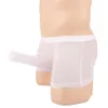 Cuecas divertidas calcinhas masculinas ultra-finas sexy boxers shorts elefante nariz jj seda transparente malha cinto homens calças230q