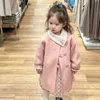 Mantel Winter Mädchen Lange Mode Plus Baumwolle Baby Prinzessin Rosa Koreanischen Stil Verdickte Einreiher Kinder Warme Jacke 231009