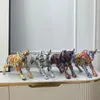 Dekorativa föremål Figurer Northeuins Graffiti Målning Resin Bull Home Living Room Bedroom Office Desktop Feng Shui Ornaments Collection Statues 231009