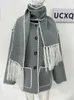 Womens Wool Blends UCXQ Large Stocks Same Day Shipment Cloak Woolen Overcoat Knitted Tassels Shawl Mixed Color Single Breasted Long Coat Fall 231010