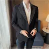 Ternos masculinos luz de luxo formal terno jaqueta personalidade listra branca design fino casamento noivo blazer negócios vestido social