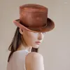 Berets Mode Einfarbig Hut Magier Kappe Für Kostüm PU Erwachsene