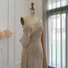 Moda sukienka wieczorowa asymetryczna jedno ramię z koralikami organza impreza Dubai arabska szata as316