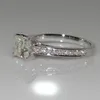 18k white gold princess diamond ring four-claw square diamond ring female models wedding simple ring retail whole278R