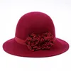 Basker fedoras ull hatt vuxen mode varm mössa kvinnliga stereotyper ull elegant kupol fest flickor fritid b-7616