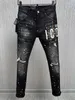 Männer Jeans Männer Baumwolle Denim Hosen Mann Micro Elastische Abnehmen Füße Casual Nostalgischen Patch Männlich Schwarz Sticken Schlanke Kleidung