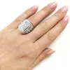 Solitaire Ring Bruiloft Sieradensets Vintage Vrouwelijke Witte Kristal Steen Klassieke Zilveren Kleur Ringen Voor Vrouwen Charme Bruid Vierkant Grote Verlovingsset 231010