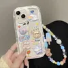 Obudowy telefonu komórkowego Clear 3D Bear Hang Cute Case na iPhone'a 15 14 13 12 11 Pro Max Plus XR XS 7 8 Bransoletka Smyczowa Koreańska okładka 231010