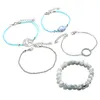 Charmarmband Olika stilar av Natural Stone Handgjorda pärlstav kvinnlig justerbar när modearmband 5 -stycken Set pärlsmycken