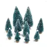 Christmas Decorations Art Beautiful High Quality Artificial Mini Tree Snow Frost Gift Home Decor Pine Wood Base Wreath