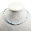 Pendants Natural Aquamarine Necklaces For Women 4mm Cube Clavicle Necklace Geometric Elements Jewerly 925 Silver Buckle 16.5" Inch