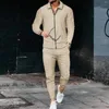 Chándales para hombres Otoño Invierno Conjuntos de moda Mangas largas Camiseta Pantalones Solapa Sudadera Casual Jogger Ropa deportiva 2 piezas Ropa para hombres