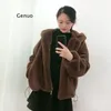 Frauen Pelz Faux Winter Dicke Plüsch Kawaii Nette Mit Kapuze Braun Bär Ohren Nachahmung Rex Kaninchen Kurze Zipper Jacke Frauen 231010