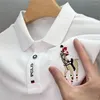 Polos pour hommes Polo brodé en coton de haute qualité Printemps / Été 2023 Haut de gamme Business Casual Sports T-shirt à manches courtes