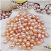 Pearl High Quality 6-7mm Oval Pearls Seed Pärlor 3Colors White Pink Purple Loose Freshwater For Smyckes Making Supplies SMEEXKE LOOP B DHVCB