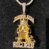 Collar con colgante de registros grandes del corredor de la muerte de Hip Hop, circonita 5A, chapado en oro real de 18 quilates 237j