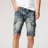 Jeans pour hommes Kiovno Mode Hommes Cargo Casual Denim Shorts Droite Lavé Court pour Homme Taille 29-38 Multi Pockets2408
