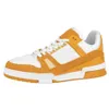 Chaussures de créateur de luxe de haute qualité hommes chaussures décontractées baskets en cuir de veau jaune et blanc fluorescent nbvfrj00003