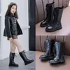 Stiefel Kleines Mädchen Hohe Kinderschuhe 2023 Girlish Winter Schnee Lederstiefel Kind Turnschuhe für Teenager 3 4 5 6 7 8 11 12 13 Jahre