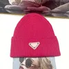 Winter designer beanie cap fashion knitted hat with letters foldable knitted bonnet cashmere soft luxury white beanies simple stylish famous triangle pj019