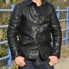 Herren Leder Kunstleder YR. Schlanke Jacke aus Pferdeleder im Vintage-Stil mit Teekern. Markenqualität, Mantel aus echtem Leder, lässig, luxuriös, Pineal 231010