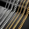 Necklaces for Men Women Silver Black Gold Stainless Steel Curb Cuban Chains Mens Necklace Whole Jewelry 3 5 7 9 11mm LKNM081244Y