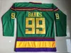 1993 Movie Retro Hockey Vintage 66 Gordon Bombay Jersey CCM 99 Adam Banks 96 Charlie Conway 21 Dean Portman 44 Fulton Reed 33 Greg Goldberg Classic Pension Mens Green