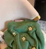 Pulls pour femmes Limiguyue Automne Hiver Vert Tricoté Pull Floral Broderie Femmes Cachemire Pull Tricots À Manches Longues Pull En Laine