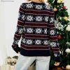 Kobiety swetry dla kobiet zagęszcza Boże Narodzenie Sweter Sweet Pasped -Druk Dzianin Jumper Świąteczna moda z długim rękawem Prosta Jacquard Sweater Shirtl231010