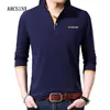 Polos masculinos arcsinx marca polo camisa masculina manga longa algodão homem plus size 5xl 4xl 3xl primavera outono casual camisas masculinas coreanas