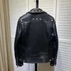 Женская кожаная куртка высокого качества из натуральной кожи с отложным воротником, короткая одежда, поступление 2023 года, мотобайкерский стиль с жемчугом