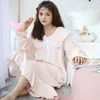 Women's Sleepwear Winter Warm Flannel Nightgowns Long Sleeve Loose Casual Nightwear Sleepshirts Lounge Leisure Homewear