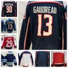 13 Johnny Gaudreau 29 Patrik Laine 90 Elvis Merzlikins 2023 Gorące nowe odwrotne retro Credc Blue White Hockey Jerseys Mens Home Red Winter Jersey Szygowane koszule