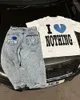 Jeans da uomo 2023 American High Street alla moda vita retrò Harajuku ricamo teschio pantaloni larghi a gamba dritta oversize per uomo