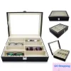 Simple Eyeglass Sunglasses Storage Box With Window Imitation Leather Glasses Display Case Storage Organizer Collector 8 Slot