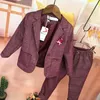 Cappotto Fiore Ragazzi Giacca formale solida Pantaloni 2 pezzi Mariage Set di abbigliamento Enfant Bambini Abito da sposa Bambini Abito da gentiluomo 231009