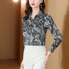 2023 Moda Jacquard Listrado Blusas Brancas Mulheres Designer Lapela Camisa Clássica Plus Size Manga Longa Lapela Outono Inverno Botão Up Camisa Office Lady Chic Runway Tops