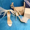 Designer Sandali estivi Scarpe eleganti da donna Tacchi a spillo rifiniti con fiocco Festa nuziale nuziale