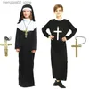 Тематический костюм для мальчиков и девочек, монахиня, косплей, головной платок, приходите, Бог, отец, священник, халат, плащ, ожерелье с крестом, ведьма-волшебник, Хэллоуин, приходите Q231010
