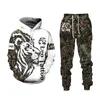 2023Men's Tracksuits Animal 3D Tiger Printed Men Hoodies Pants Casual Hooded Sweatshirt Sweatpants 2pc Set Autumm And Winter Sport Suit