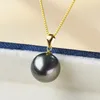 Pendant Necklaces HENGSHENG 10-11MM Tahiti Natural-Ocean Black Pearls Real 18k Gold Pendant Big Pearls Pendant For Women Fine Jewelry With Box 231010