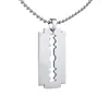 Pendentif Colliers Unisexe En Acier Inoxydable Unique Lame De Rasoir Mode Feu Flamme En Forme Hip Hop Dog Tag Collier Marque Streetwear