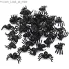 Other Event Party Supplies 50pcs Halloween Decorative Spiders Small Black Plastic Fake Spider Toys Halloween Funny Joke Prank Realistic Props Q231010